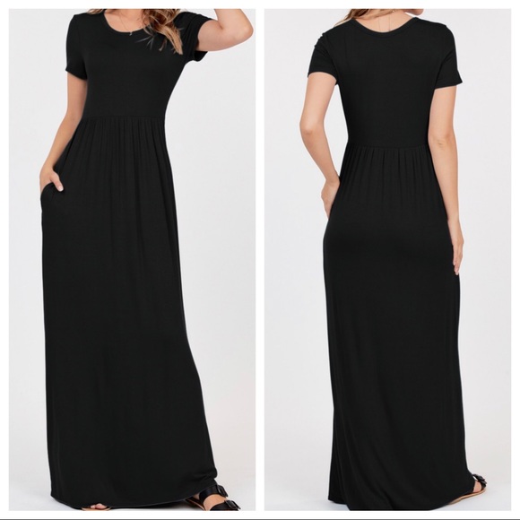 Black fabulous pockets Empire waist maxi dress - Picture 3 of 3